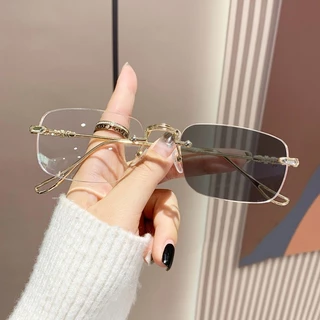 💛ส่งไวจากไทย🤍เลนส์ออโต้เปลี่ยนสี+กันUV99% แว่นกันแดดไร้กรอบ สไตล์เกาหลี Auto Lens แฟชั่น