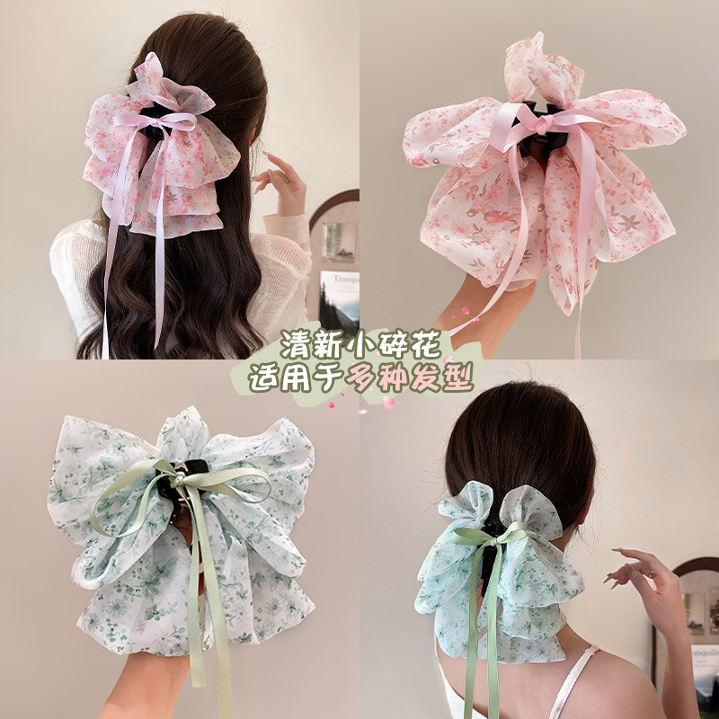 กิ๊บติดผมคลิปฉลามหัวหลังลําแสงโบว์ลายดอกไม้