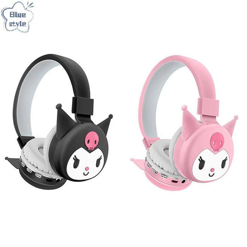 Bluestyle Sanrio Kuromi Hello Kitty น่ารักหูฟังไร้สายชุดหูฟังการ์ตูนชุดหูฟังสเตอริโอหูฟังสําหรับเด็กสาวเด็กของขวัญใหม่