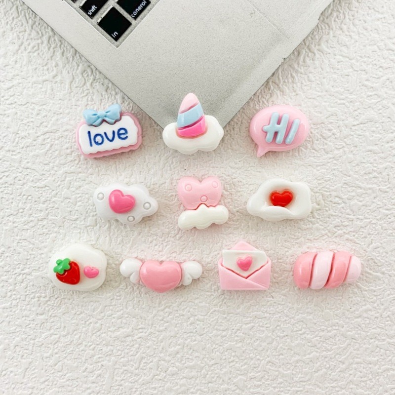 10 ชิ้น คลิปผมเรซิน DIY ทำมือ ขนาดเล็ก รูปเมฆ วัสดุตกแต่งผม สติ๊กเกอร์เคสโทรศัพท์