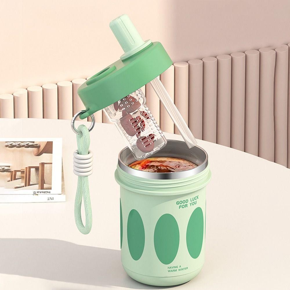 VIONUGGINS Teaky ถ้วยดื่ม,พร้อมเชือกเส้นเล็ก 304 สแตนเลส/PP แก้วฟางกาแฟ,ฉนวนขวดน้ําร้อน 485ML พร้อมฟางขวดน้ําประกอบของขวัญ - รูปที่ 4