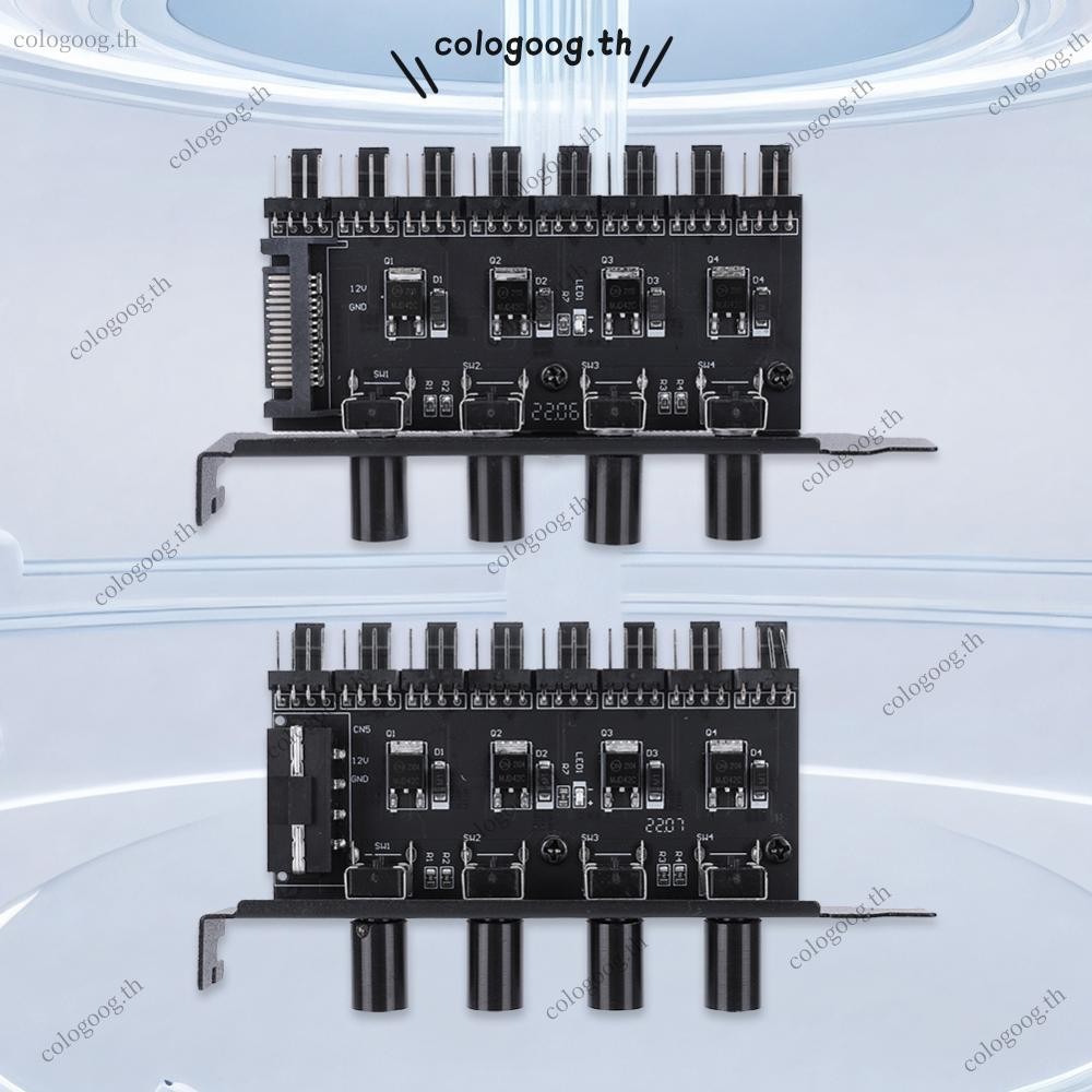[colog.th] Pc Chassis Fan Hub SATA/4 Pin Adapter PWM Hub Speed Controller 8 Channel 4 Knob