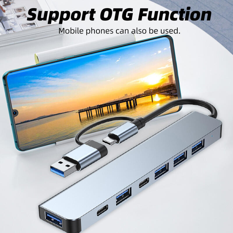8 in 1 อะแดปเตอร์ฮับ USB+Type C HUB USB C เป็น USB 3.0 การ์ดรีดเดอร์ SD TF pd HUB 3.5 มม.สำหรับโทรศัพท์ม