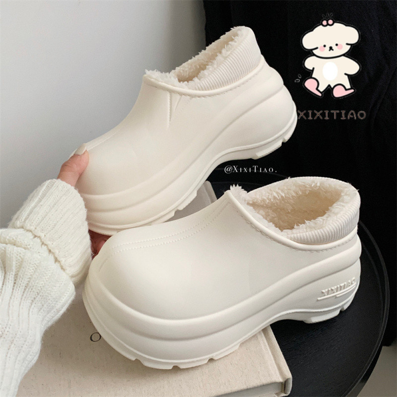 ฉี่ ที่เรียบง่ายอบอุ่นรองเท้าหิมะกันน้ํากลางแจ้งสบายสีทึบรวมทุกอย่างส้นผู้หญิง