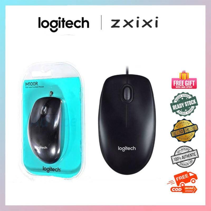 เมาส์ออปติคอลแบบมีสาย USB Logitech M100R ดั้งเดิมสีดํา