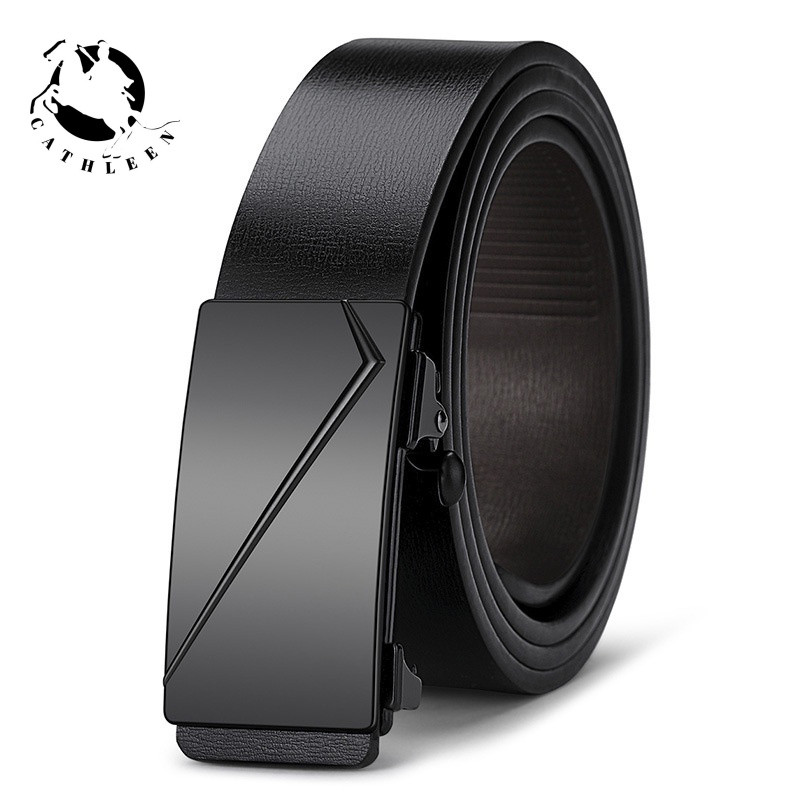 CATHLEENเข็มขัดหนังลําลอง หัวเข็มขัดอัตโนมัติ สไตล์นักธุรกิจ สําหรับผู้ชายเข็มขัด
