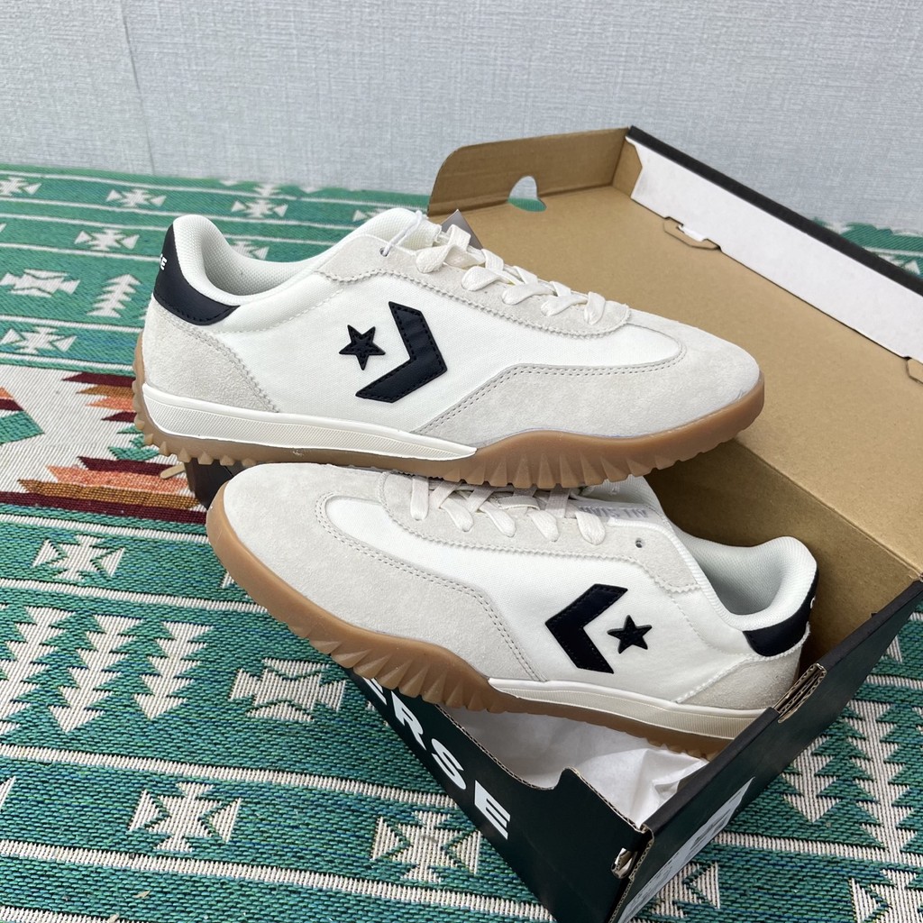 Converse Run Star Trainer ซีรีส์ดาวตกรองเท้ากีฬาย้อนยุคย้อนยุคพื้นฐานอเนกประสงค์รองเท้ากีฬาลําลองสีขาวสีเทา