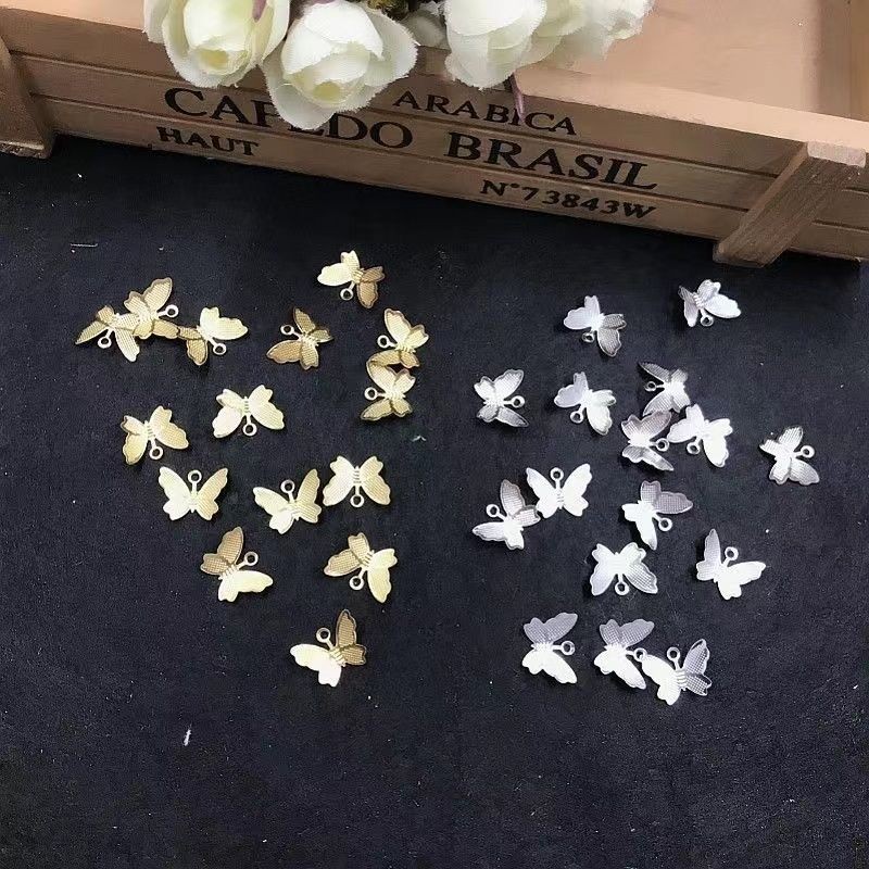 300 ชิ้น Handmade diy โบราณ Hairpin Headdress Stream พัดลมอุปกรณ์เสริม 11 * 14 มม.มินิโลหะผีเสื้อขนา
