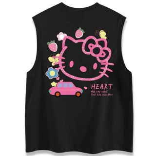 NEW เสื้อแขนกุดผู้หญิง ลายคิตตี้ สกรีนหน้า-หลัง OP-1056