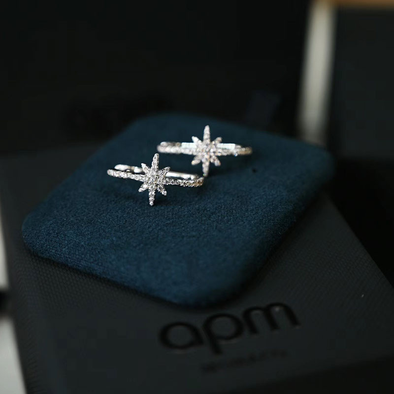 APM Monaco Hexagram ต่างหูสไตล์เด็ก 925 Silver Elegant ต่างหูประณีตแฟนของขวัญ