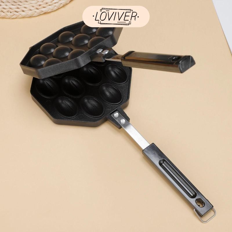 LOVIVER 10 หลุมทาโกะยากิย่างกระทะไม่ติดเครื่องทํากระทะคู่สําหรับร้านร้านอาหารในครัว