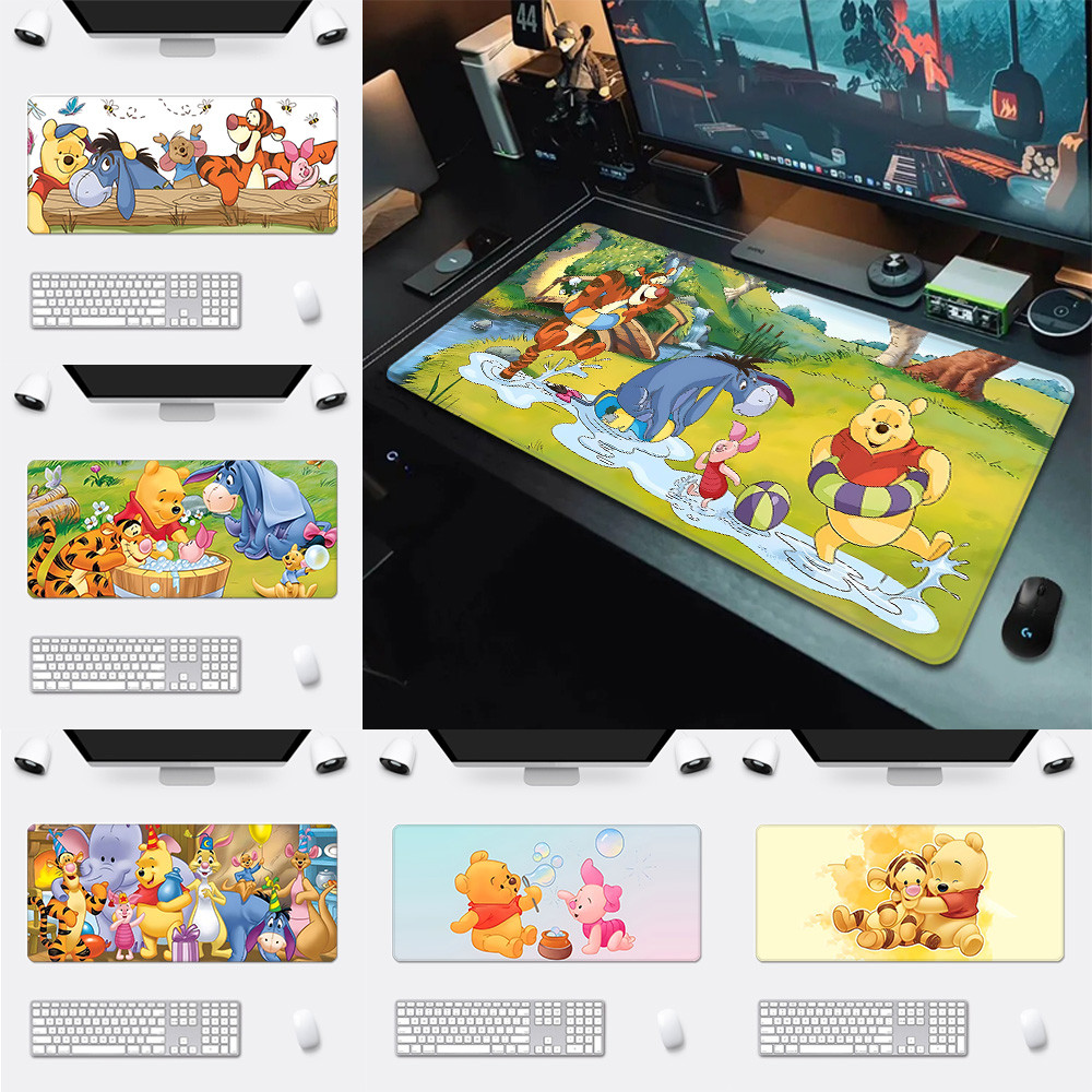 น่ารักการ์ตูนหมีพูห์mousepad HDพิมพ์คอมพิวเตอร์Gamersล็อคขอบลื่นMouse Pad XXL90x40 ซม.คีย์บอร์ดPCโต๊ะPad