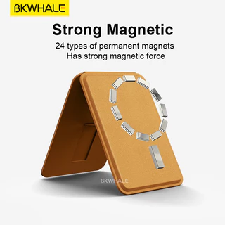 BKWHALE หนังกระเป๋าสตางค์สําหรับ Magsafe ผู้ถือแม่เหล็กสําหรับ iPhone 17 16 15 12 13 14 Pro Samsung S25 S24 S23 Ultra