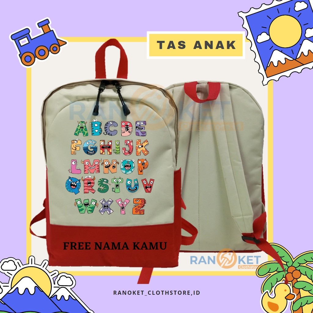 Custom Lore Alphabet Image กระเป๋าเป้โรงเรียน Unisex สําหรับเด็ก {ฟรี NAME PRINTING}