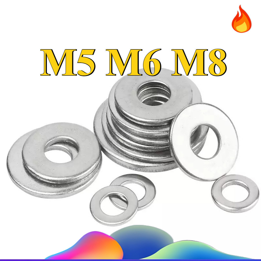 ((จัดส่งด่วน) แหวนอีแปะ แหวนรอง น็อตสกรู สแตนเลส 304 / Flat Washer Stainless Screw M5/M6/M8 (WDY-XDM-1)