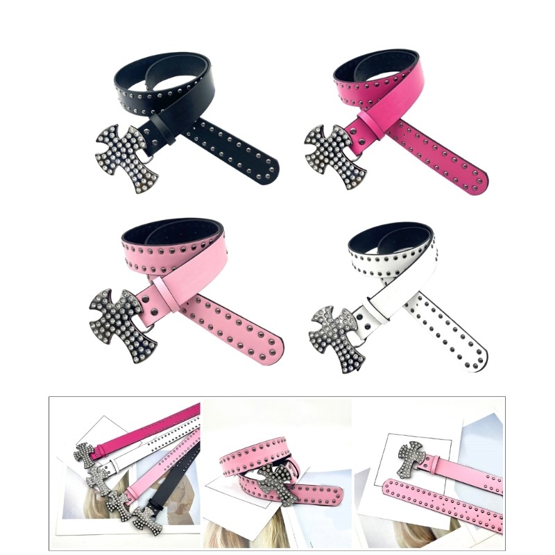 Flgo 2025 Crossed Buckle Waistband 90s ตกแต่งเอวเครื่องประดับ Gothic Girdle