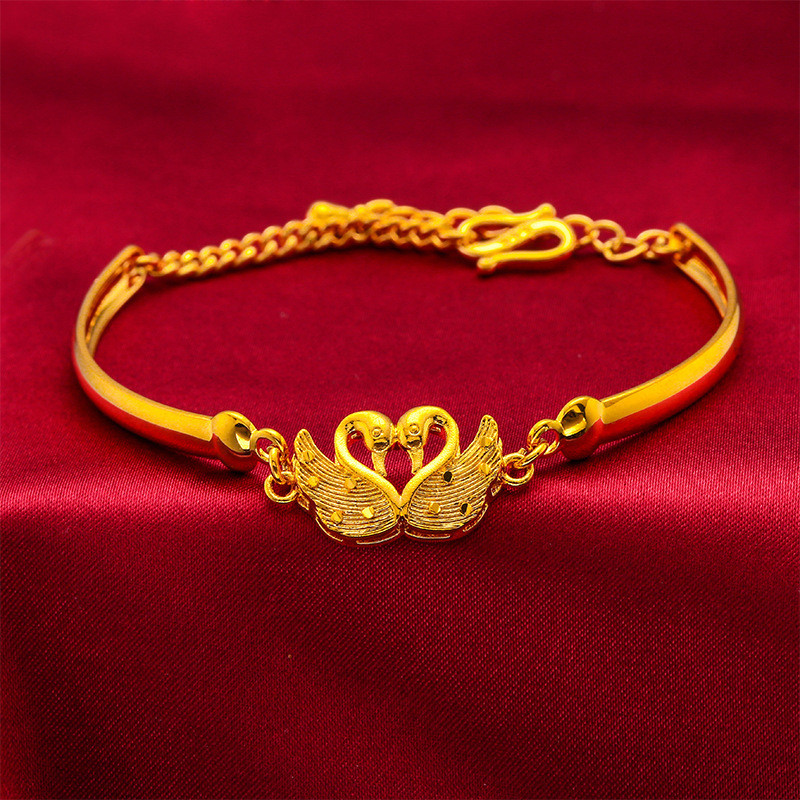 Simple Swan Bracele Element 999 สร้อยข้อมือรูปหงส์ชุบทอง Emas สร้อยข้อมือเกาหลี  กำไลทอง กำไลข้อมือ