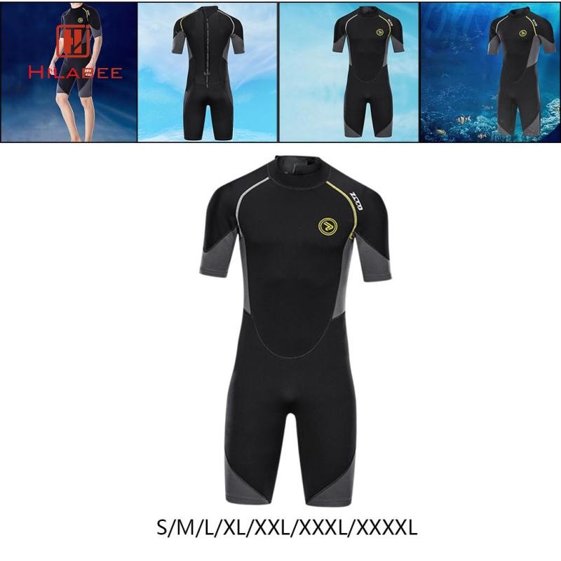 Hilabee ผู้ชาย 1.5 มม.ชุด Shorty Premium Neoprene ป้องกันชุดว่ายน้ําสําหรับ Spearfishing ดําน้ําน้ําเย็นว่ายน้ําท่อง