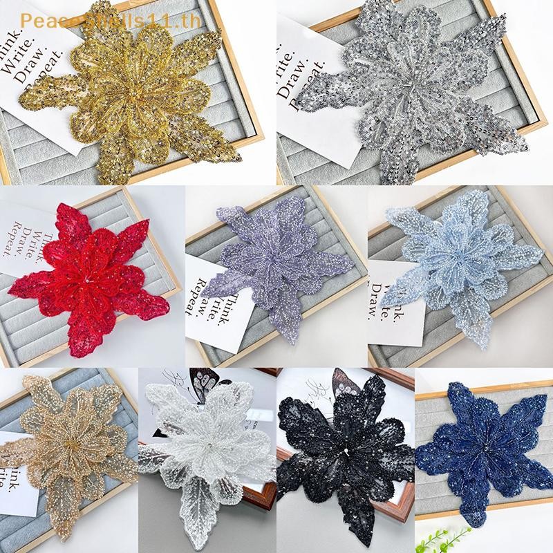 Peaceshells เลื่อมลูกปัดดอกไม้คอ Applique ลูกไม้สีขาวปัก Patch Corsage DIY ตกแต่งชุดแต่งงานเสื้อผ้าอุปกรณ์เสริม TH