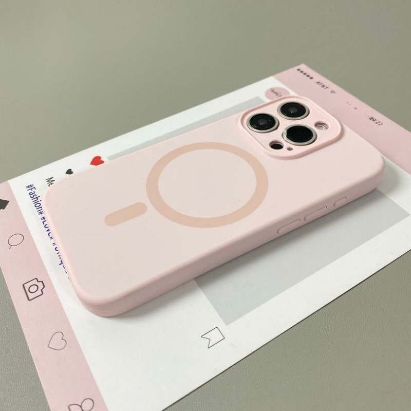 หรูหราซิลิโคนเหลวแม่เหล็กกันกระแทกกรณีโทรศัพท์สําหรับ ไอโฟน 16 12 13 14 15 มือโปร สูงสุด สีทึบชาร์จไร้สายปลอกป้องกันลายนิ้วมือเคลือบปกหลัง - รูปที่ 7