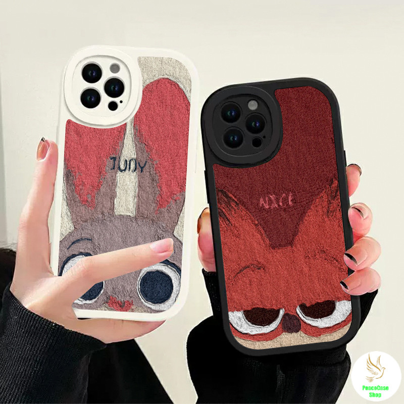 COD-ในไทย เคสคู่รัก กระต่ายสุนัขจิ้งจอก สําหรับ IPhone 11 XR 7 8 Plus 15 14 13 12 Pro MAX X XS เลนส์โค้งมนซิลิโคน