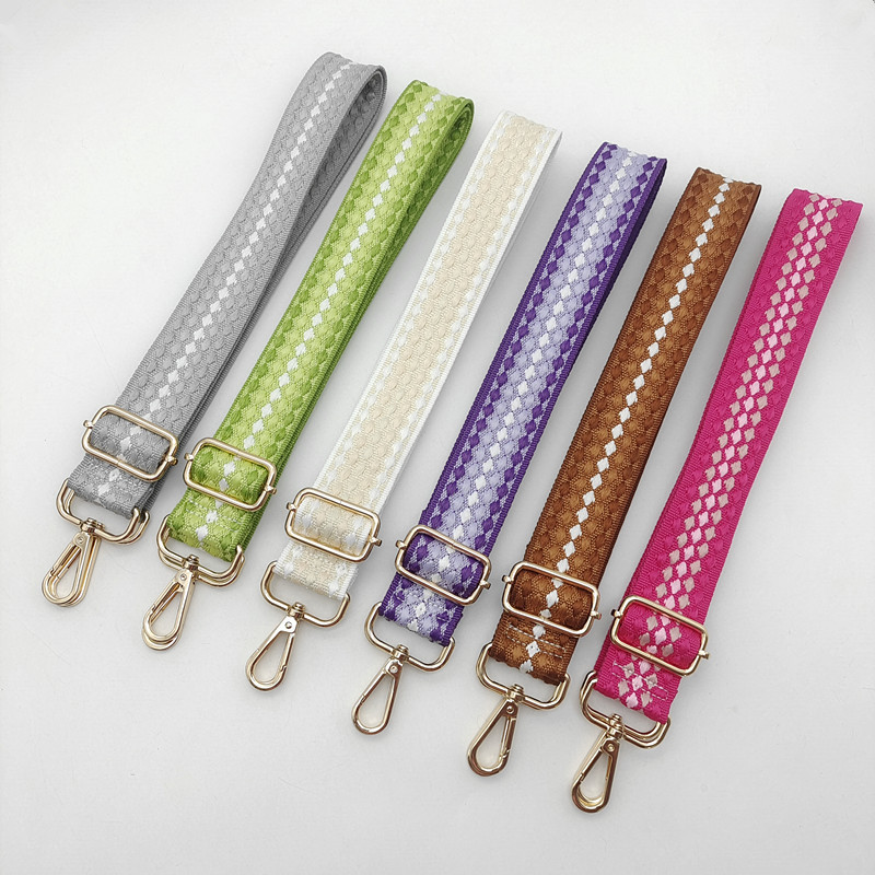 3.8เซนติเมตรที่มีสีสันหญิงกระเป๋าสายคล้องไหล่สายรัดแฟชั่นไล่โทนสีสีผ้าใบในแนวทแยงสายยาวกระเป๋าอุปกรณ์เสริมสายรัดถ้วยน้ําสายเส้นแ