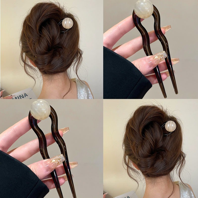 มะพร้าวแช่แข็งรอบลูกปัด u-Shaped Retro Hairpin หญิง 2025 สไตล์ใหม่ High-End Simple Ball Head สไตล์จีน Hairpin