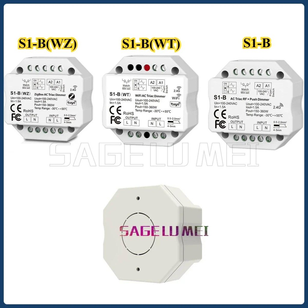 Wifi & RF Push AC Triac Dimmer Tuya APP สวิทช์ 2.4G LED Controller S1-B/S1-B (WT)/S1-B(WZ) สําหรับเด