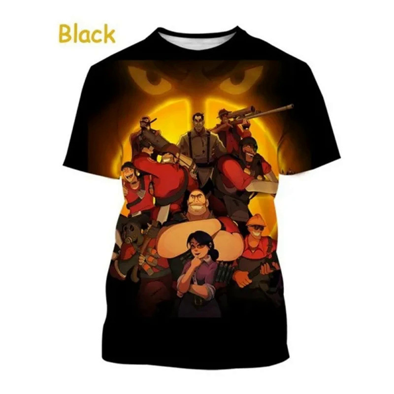 เสื้อยืดคอกลม แขนสั้น พิมพ์ลาย Game Team Fortress 2 3D แฟชั่นฤดูร้อน สําหรับผู้ชาย 2