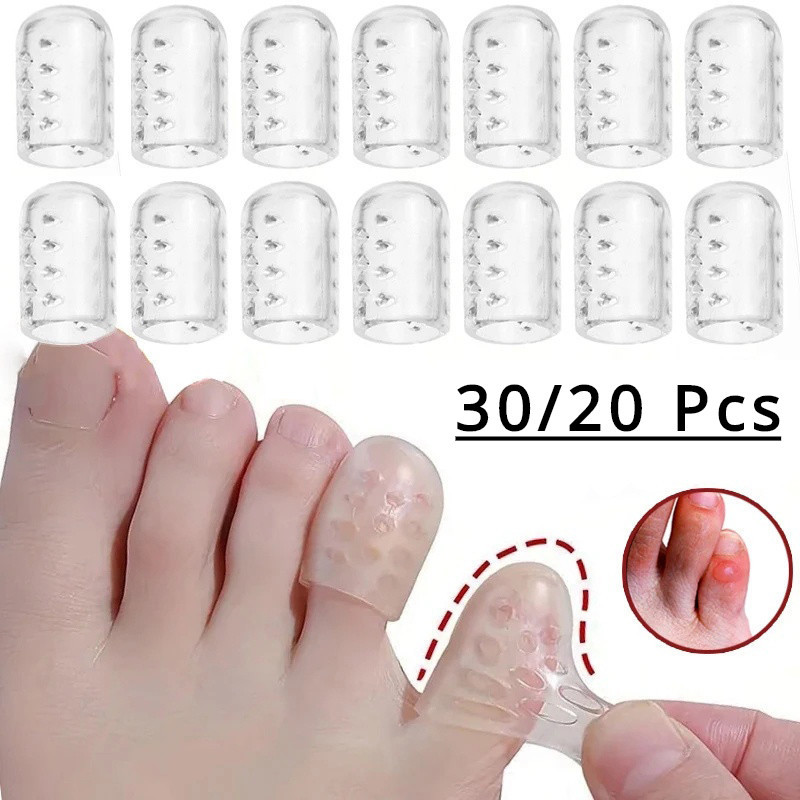 30/20 ชิ้น ใส นิ่ม ซิลิโคน ฝาครอบนิ้วเท้า / ป้องกันแรงเสียดทาน นิ้วเท้า ปลอก / ระบายอากาศ ป้องกันแผลพุพอง ฝาครอบนิ้วเท้า ครอบคลุม บรรเทาอาการปวด ดูแลเท้า