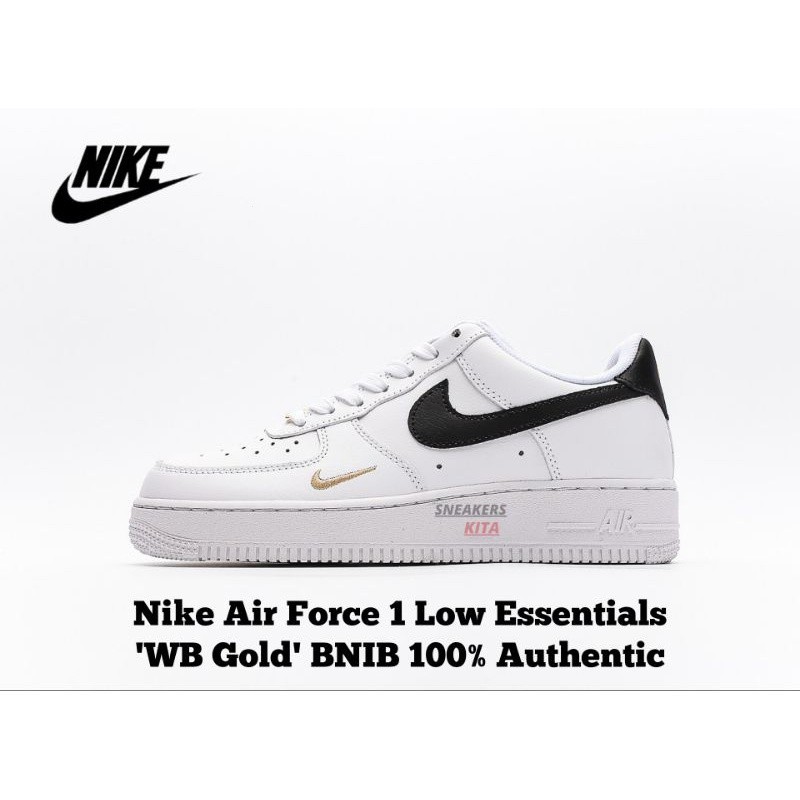 Nike Air Force 1 รองเท้าผ้าใบลําลอง สีขาว สีดํา สีทอง CZ0270-102 bnib ของแท้ 100%