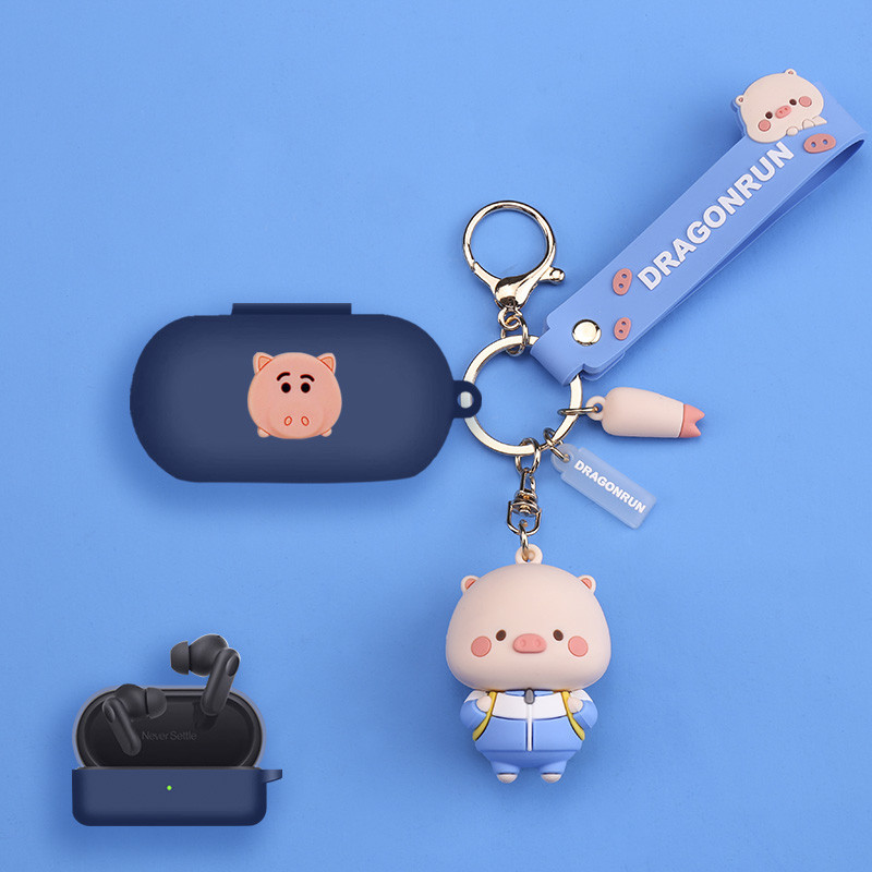 For OPPO Enco Buds2 Pro Case Creative Astronaut Piggy Keychain Pendant OPPO Enco Buds2 Pro Silicone Soft Case Cute Enco Buds2 Pro Protective Cover