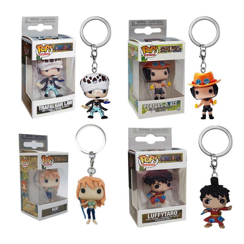 Funko POP พวงกุญแจ จี้โมเดลลูฟี่ วันพีช Portgas·D·Ace Trafalgar·D·Law