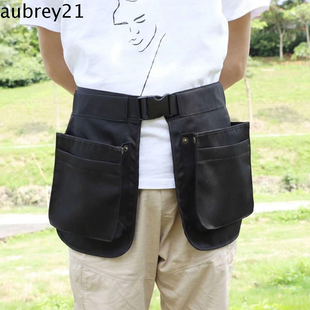 Aubrey1 กระเป๋าคาดเอว ผ้ากันเปื้อน อเนกประสงค์ ความจุขนาดใหญ่ ปรับได้ สีดํา สําหรับเดินทาง