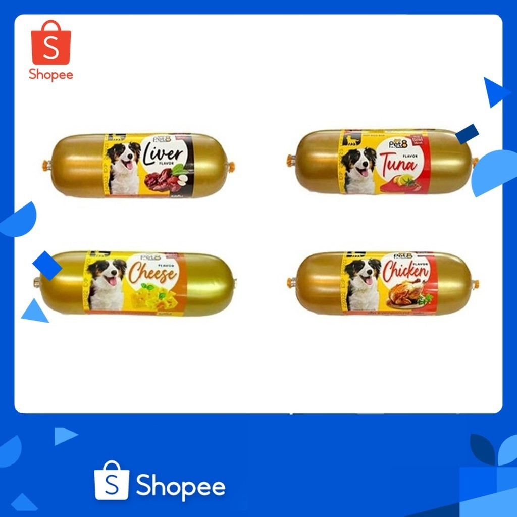 Pet8 Hotdog Bar ฮ็อตด็อกบาร์ กุนเชียงสุนัข เนื้อเนียนน่าทาน หอมอร่อย 150g