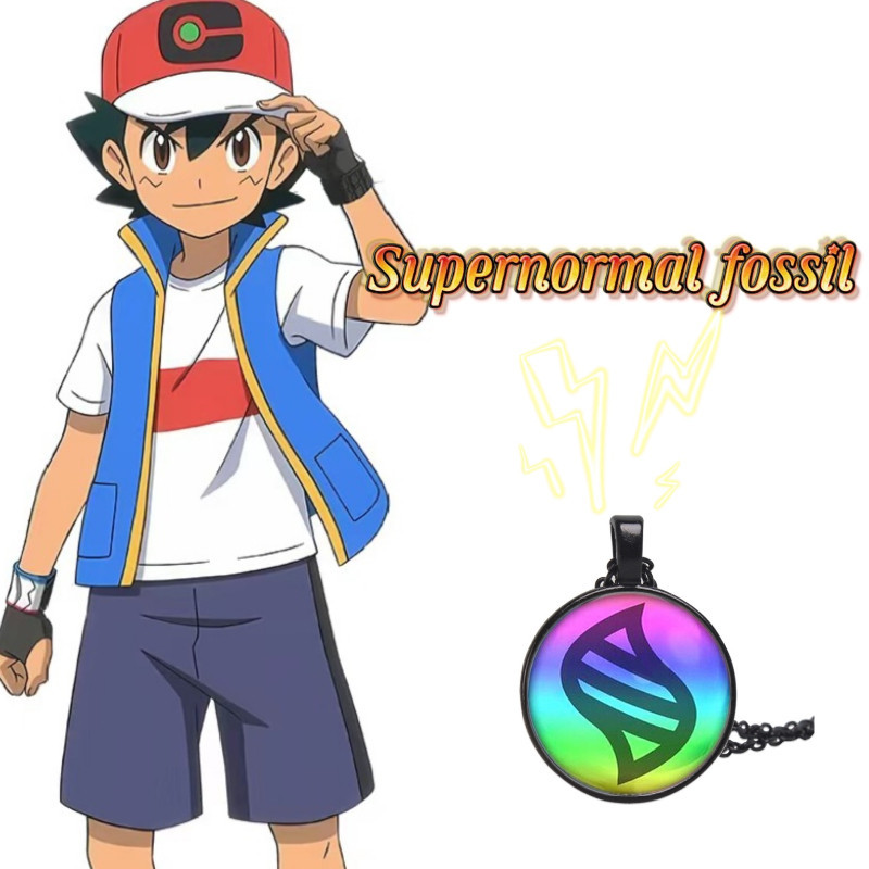 Anime Peripheral Pocket Monster Pokemon Alloy Necklace Time Gemstone Pet Sprite