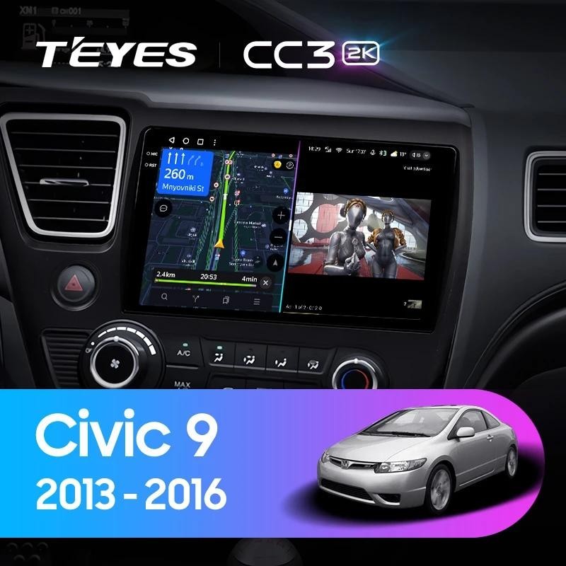 Teyes เครื่องเล่นมัลติมีเดีย วิทยุ CC3L CC3 2K GPS Android 10 No 2din 2 din dvd สําหรับรถยนต์ Honda Civic 9 2013-2016 US EDITION