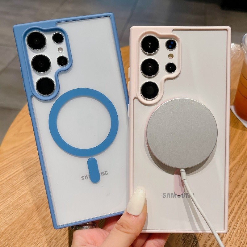 เคสโทรศัพท์มือถืออะคริลิคใส แบบแข็ง ขอบนิ่ม กันกระแทก หรูหรา สําหรับ Saumsung Galaxy S22 S23 S24 Ultra Plus - รูปที่ 4