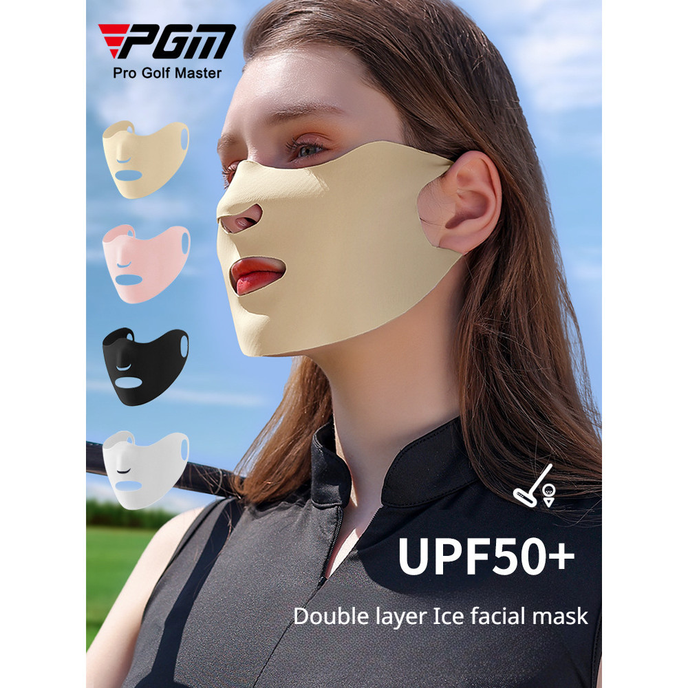 PGM กอล์ฟกันแดดหน้ากากสองชั้นน้ำแข็งหน้ากากให้ความชุ่มชื้นป้องกันรังสียูวี UPF50 + หน้ากากล้างน้ำ KOZ010