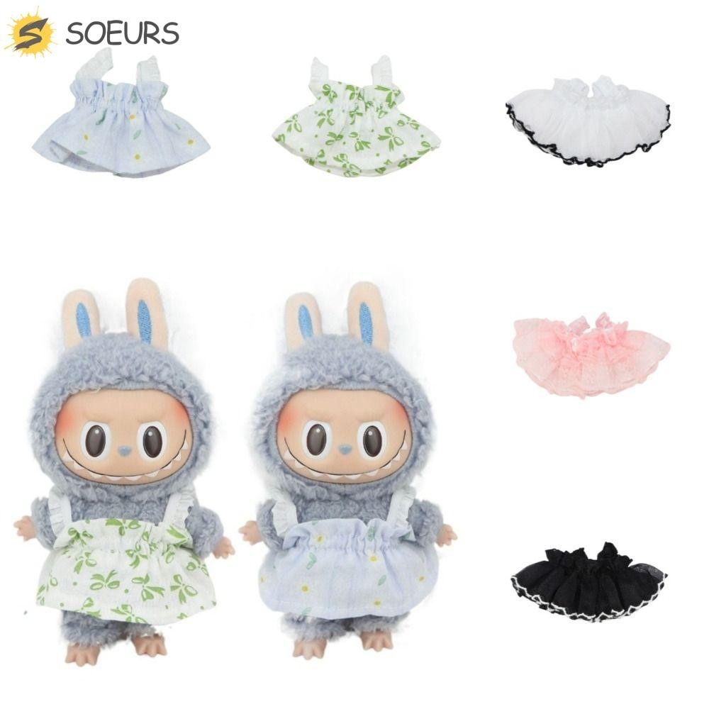 Soeurs Labubu ชุดเสื้อสายเดี่ยว กระโปรง ผ้าฝ้าย พิมพ์ลายดอกไม้น่ารัก 15 ซม. สําหรับตุ๊กตาเด็กผู้หญิง