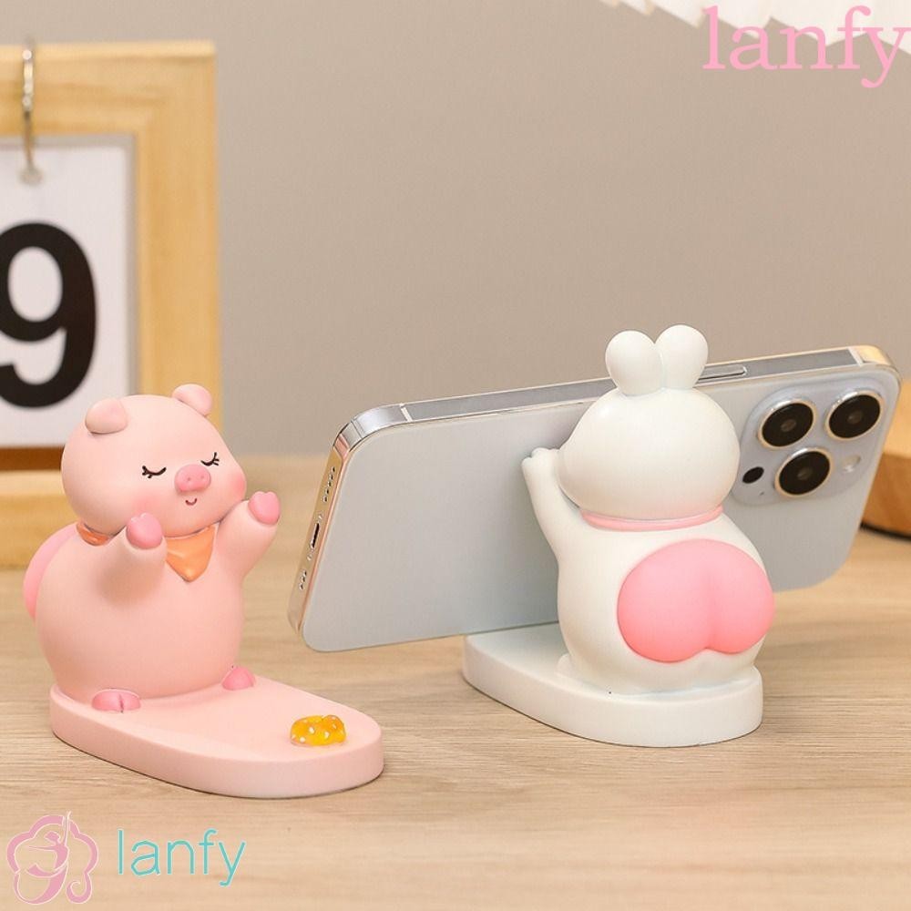 Lanfy ขาตั้งโทรศัพท์มือถือเรซิ่น กันลื่น อเนกประสงค์ ลายแพนด้า หมู สุนัข แมว แพนด้า สําหรับวางแท็บเล็ต
