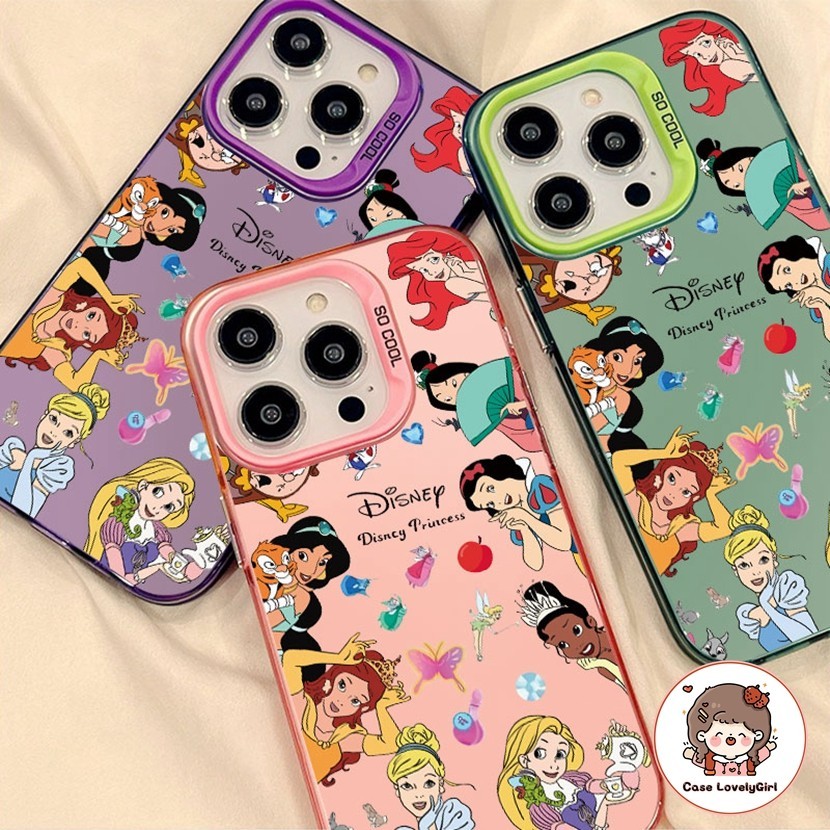 ส่งจากไทย การ์ตูนเรื่องเจ้าหญิง กรณี IPhone 11 16 14 15Pro Max XR 13 12Pro 7 8Plus SE X Xs Max 2 in 1 Hard Case