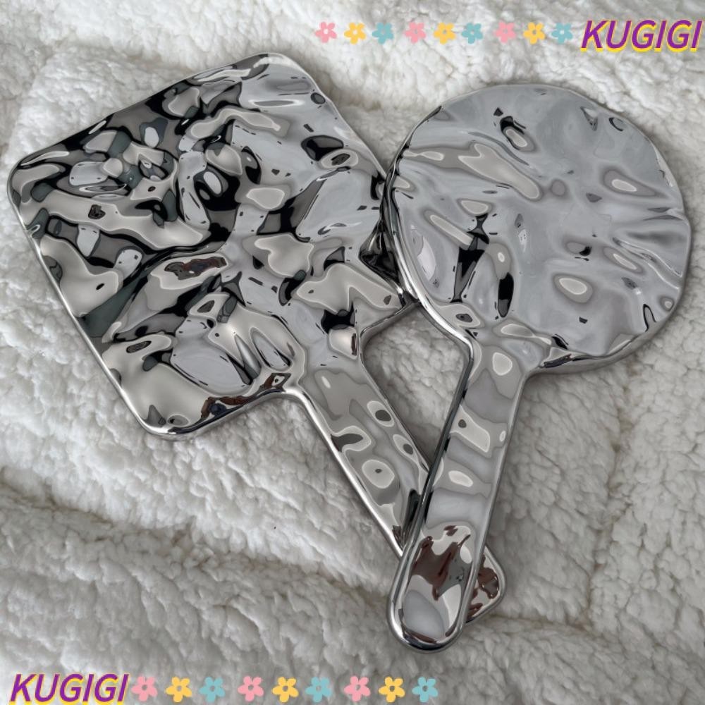 Kugi กระจกแต ่ งหน ้ า,Electroplated Handle Square Make Up Mirror , แบบพกพาขนาดเล ็ กรอบมือกระจกเครื ่ องสําอางด ้ านเดียวผู ้ หญิง