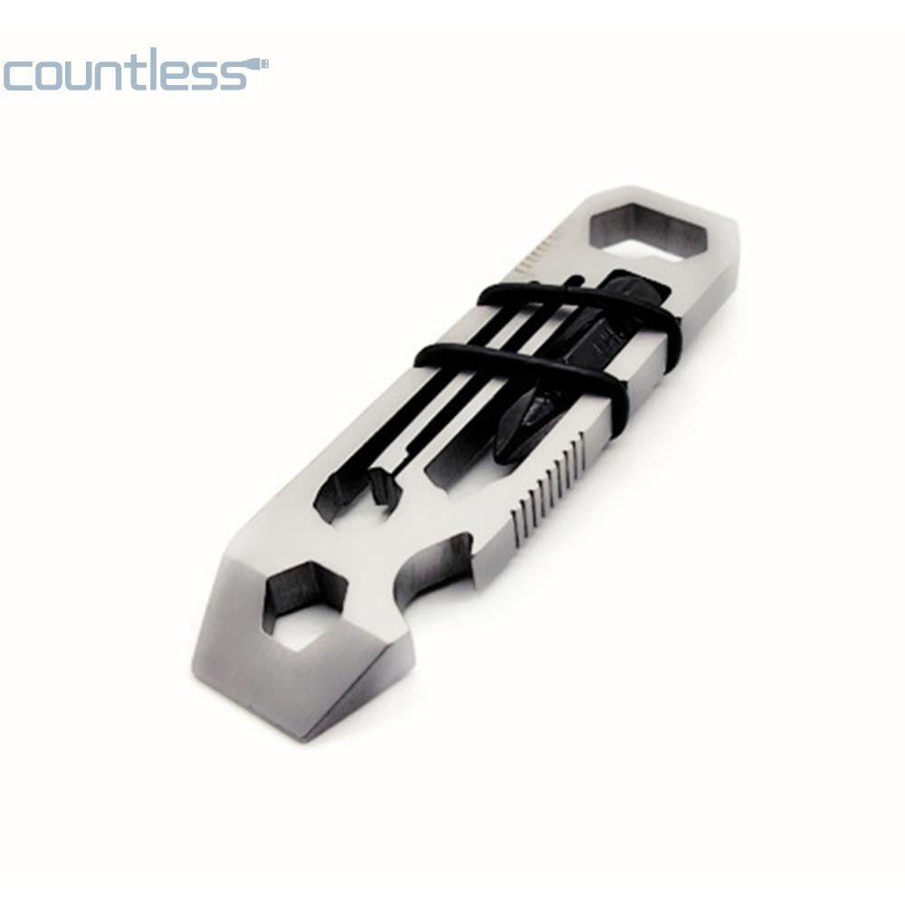 แบบพกพา 6 in 1 ที ่ เปิดขวดพวงกุญแจ gadget อุปกรณ ์ กลางแจ ้ ง camping key chain อุปกรณ ์ multi-tool ประแจ [countless.th ]