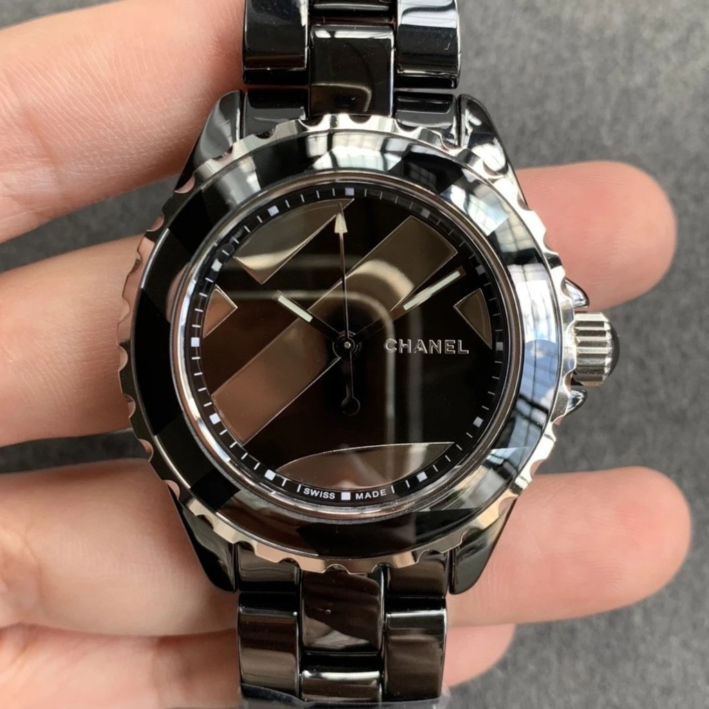Kor Factory Chanel J12 Series H5518 นาฬิกากลไกอัตโนมัติเวอร ์ ชั ่ นเกาหลีความหนาแน ่ นสูงนําเข ้ าเซรามิกสีดําผู ้ ชายผู ้ หญิงนาฬิกา 38 มม