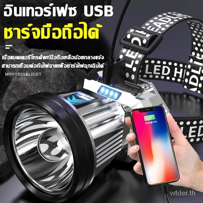 T998 ไฟฉายคาดหัว ไฟหน ้ า LED ของแท ้ 10W power, 10km beam ไฟฉายคาดหัว