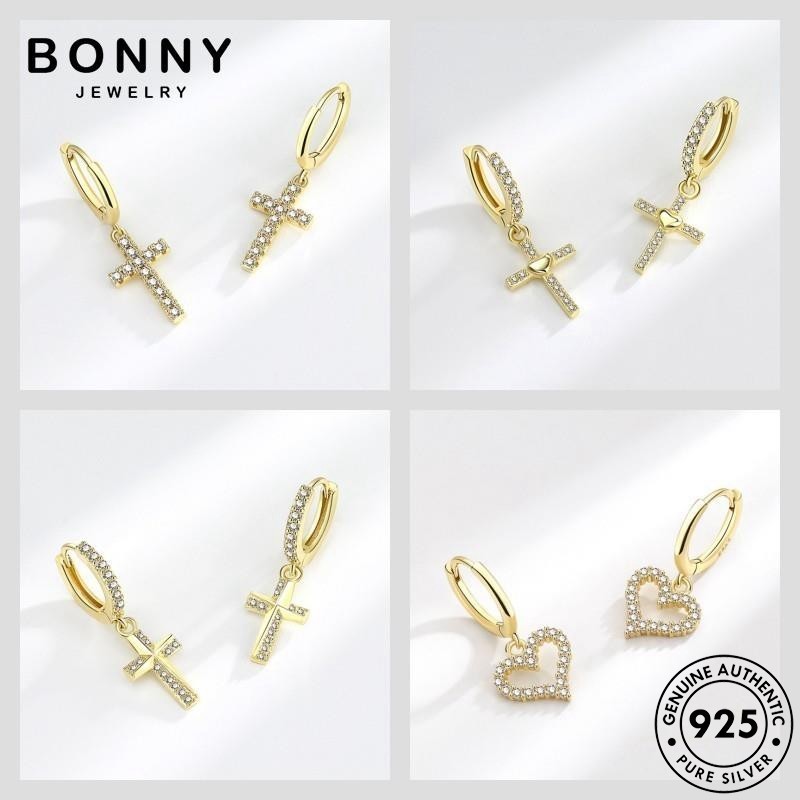 BONNY JEWELRY เพชรทอง ผู้หญิง 925 ห่วง แฟชั่น ตุ้มหู แท้ เงิน ต่างหู M123