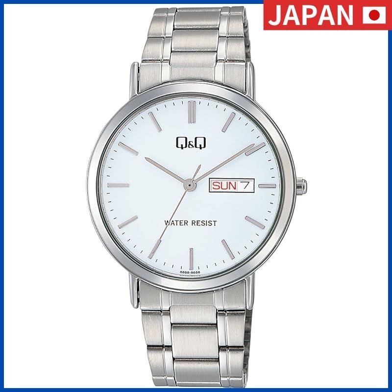 CITIZEN Q&amp;Q Standard Analog Bracelet Watch with Date and Day Display in White A202-201 for Men from Japan