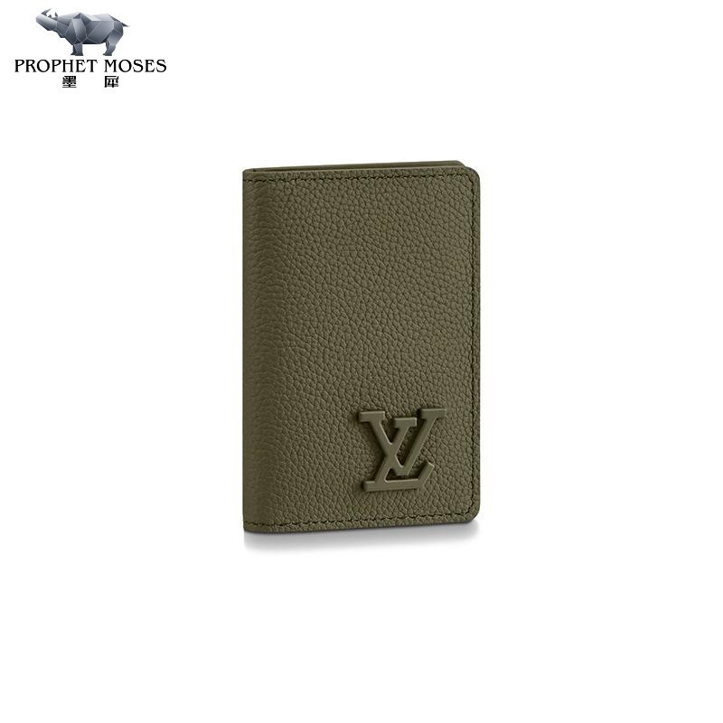 Louis Vuitton/Louis Vuitton Men's Aerogram Cowhide Metal LV Logo Pocket Wallet Elegant Color M81731