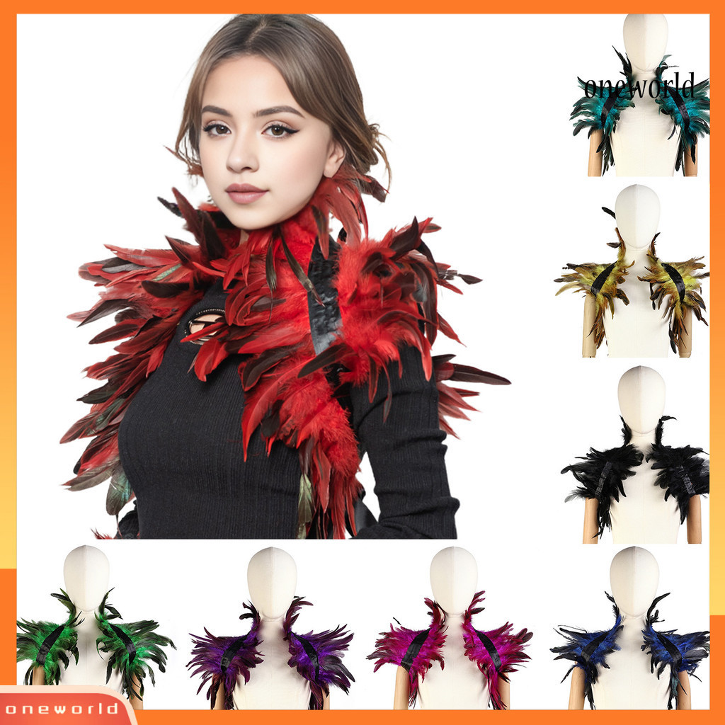 [ONE ] Faux Feather Shawl ไหล ่ Wrap Cape นุ ่ มปรับ Retro Gothic Collar คอสเพลย ์ Party Stage Performance Faux Feather ผ ้ าพันคอ Dancer เครื ่ องแต ่ งกาย